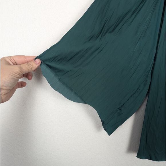 Ulla Johnson Jewel Tone Green Aidy Pleated Blouse Size 10 - Picture 5 of 7